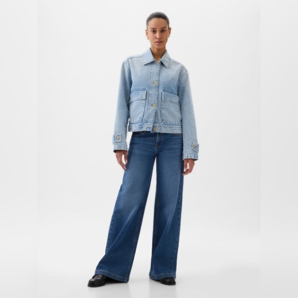 Gap Denim Utility Shirt Jacket Light Indigo - Picture 3 of 5